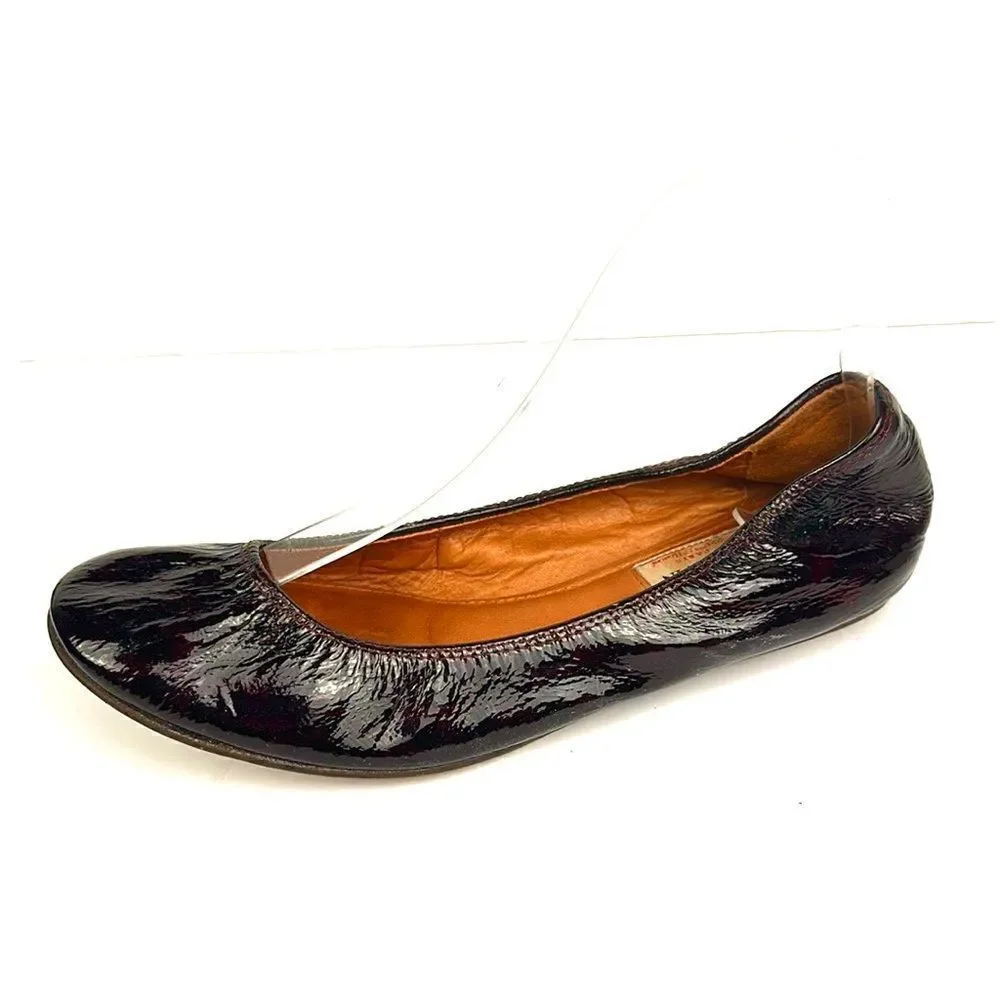 LANVIN Deep Burgundy Patent Leather Ballet Flats 38,5 US 7,5